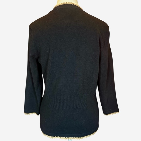 White House Black Market Black Cardigan with Gold Trim EUC - Picture 3 of 8